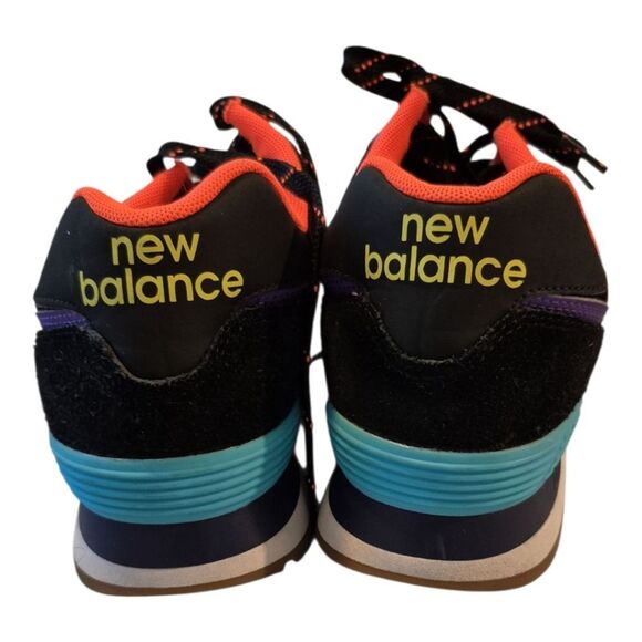 New Balance 574 Rare Retro Look ML574PT2 Black Purple Sneakers Shoes 8.5 Men - Picture 2 of 12